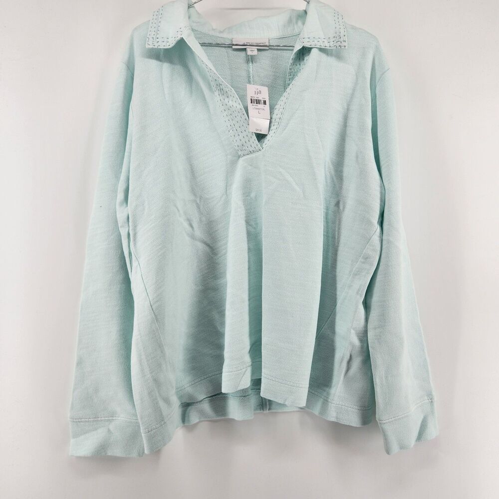 NWT J Jill Large Light Sweet Celadon Pure‎ Jill Johnny Collar Top